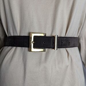 Vintage Suede women's belt brown green gold buckle San Francisco L